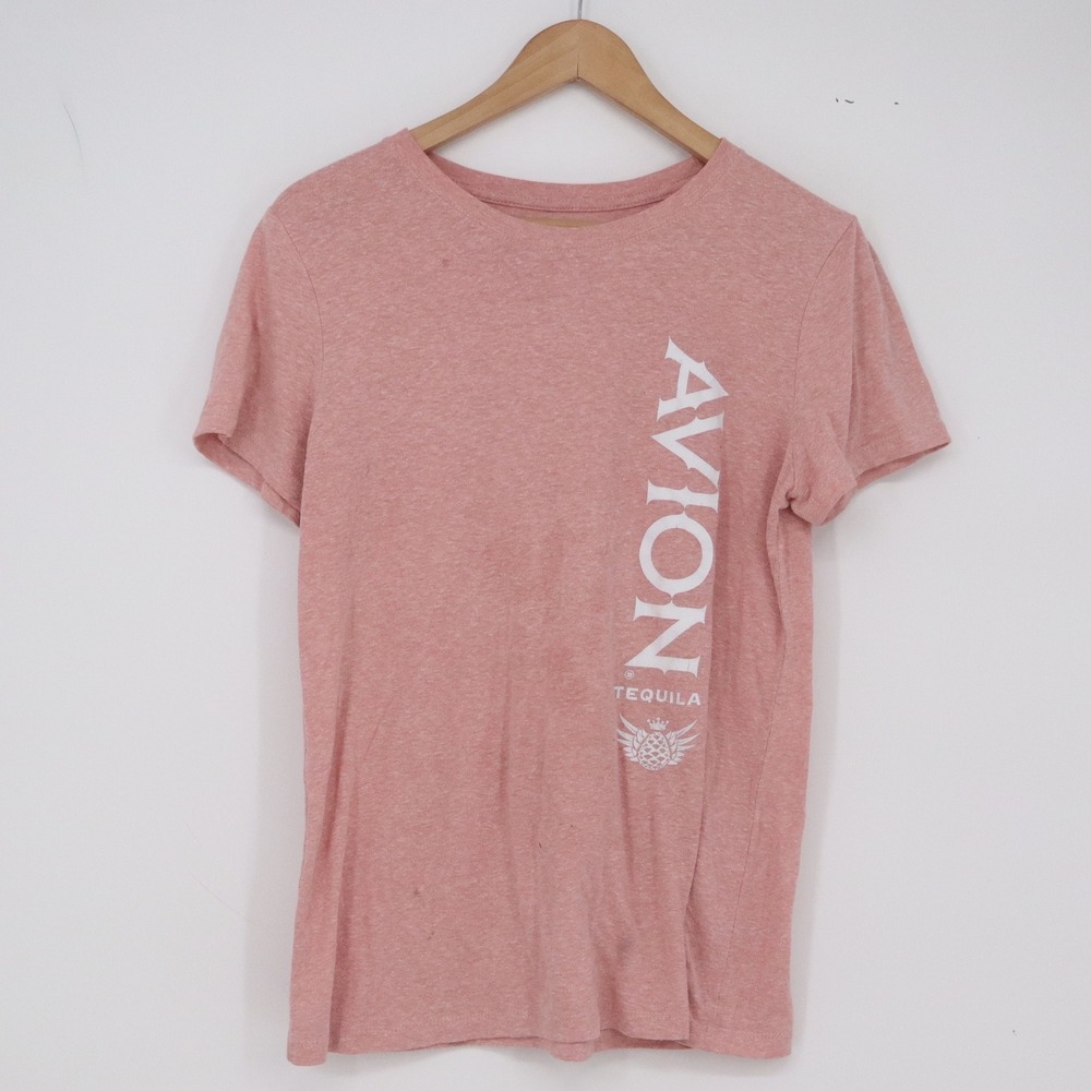 Avion Tequila T-Shirt Womens S Pink Graphic Tee Short Sleeve Spirits Good